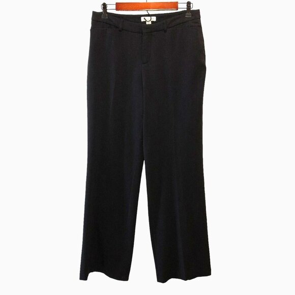 Coldwater Creek Size 8 Black Straight Wide Leg Flat Front Career Dress Pants - Picture 2 of 10